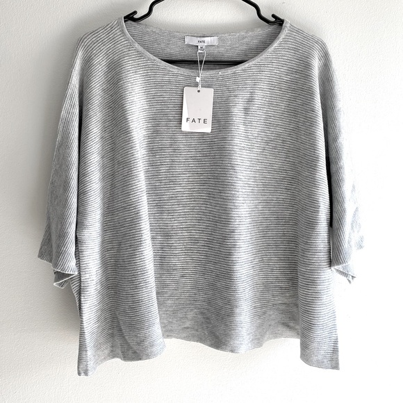 Fate Tops - NWT FATE gray short sleeve boxy crop top